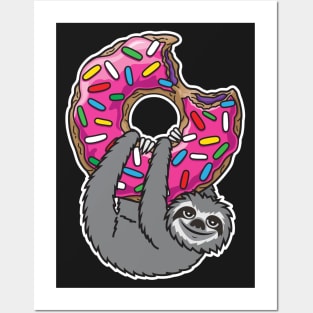 Sloth loves donut Posters and Art